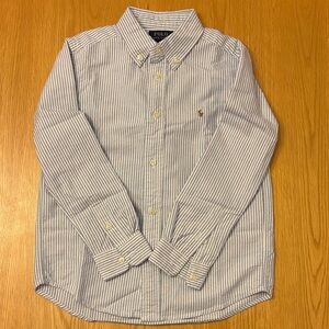 Boys Polo by Ralph Lauren Light Blue & White Striped Button-Down Shirt - size 7
